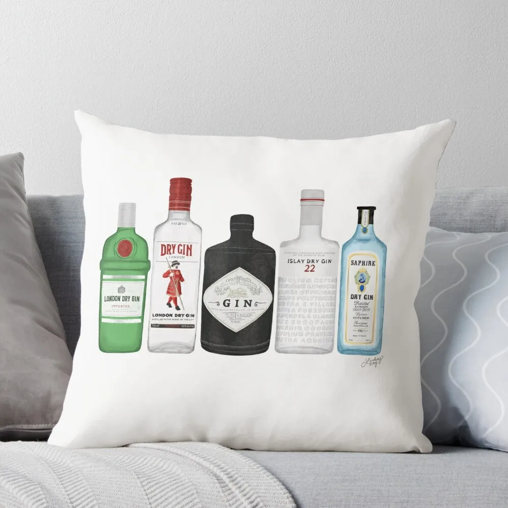 

Gin Bottles Illustration Throw Pillow Sofas Covers Sofa Cushions