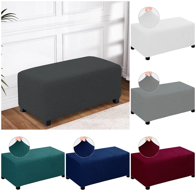 Housse Extensible Pour Pouf De Rangement Rectangulaire - Polyester élastique, Tailles 60 à 180 Cm