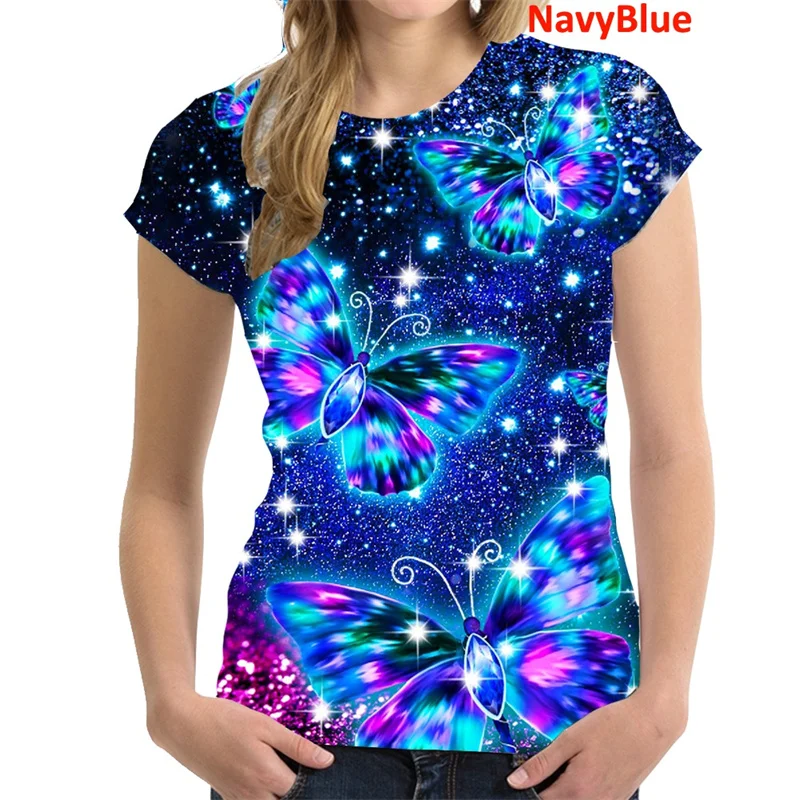 Camiseta Gráfica Impresa Mariposa Para Mujer – Paraguay