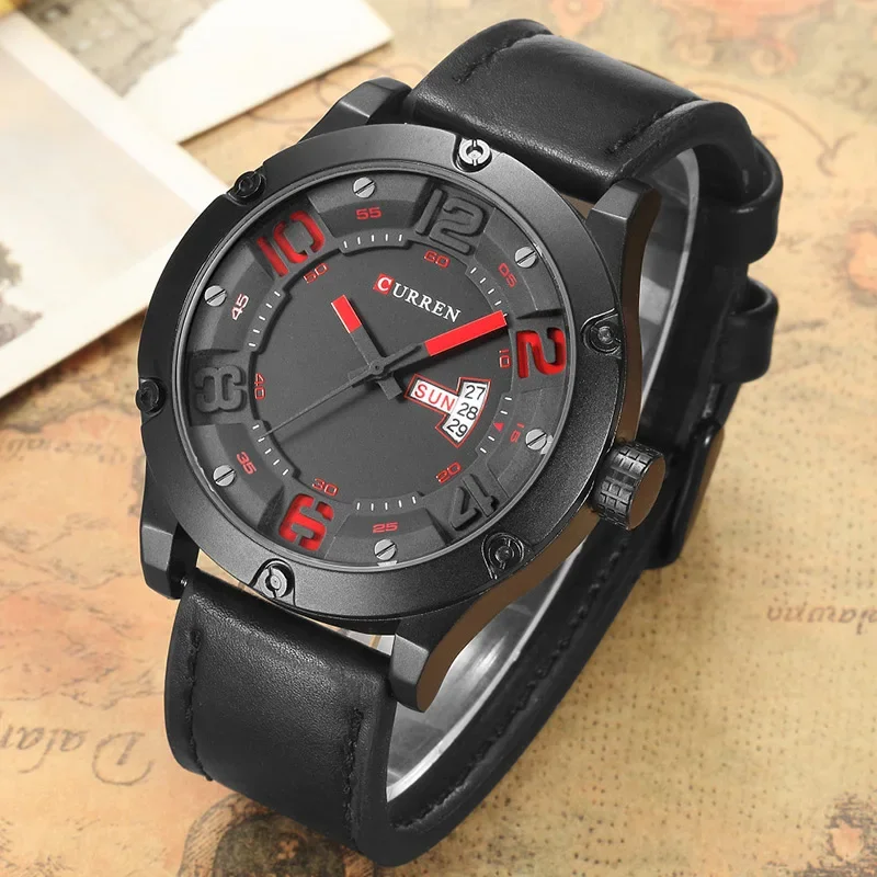 

2024 CURREN 8251 Men Watches Luxury Black Men Sport Quartz Watch Leather Wrist Watch Male Man Waterproof Reloj Hombre