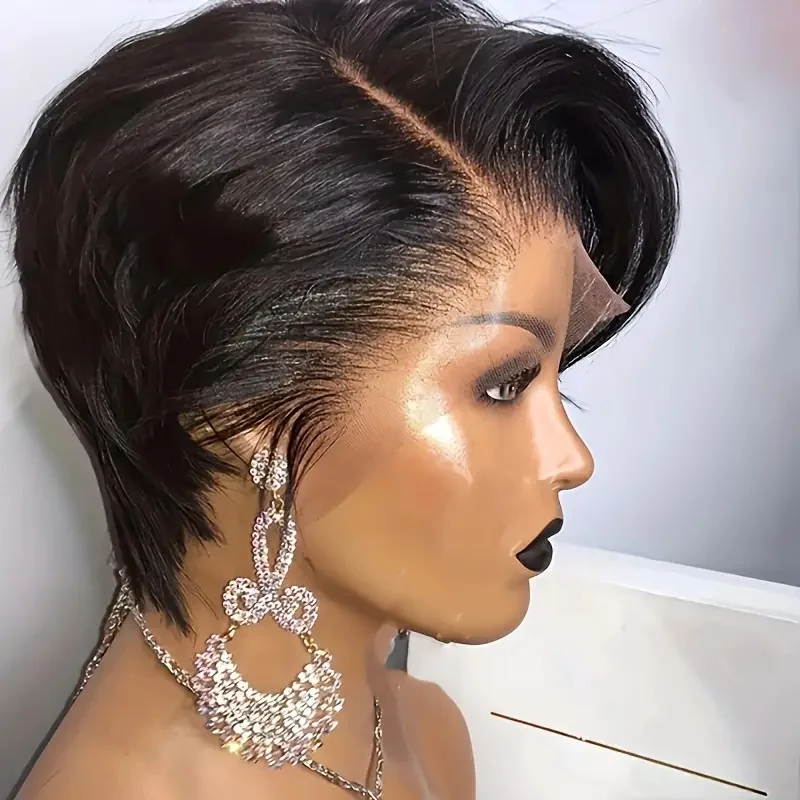 13*4*1 T lace 150% density pixie human hair wigs for women short human hair wigs daily use natural look pixie wig