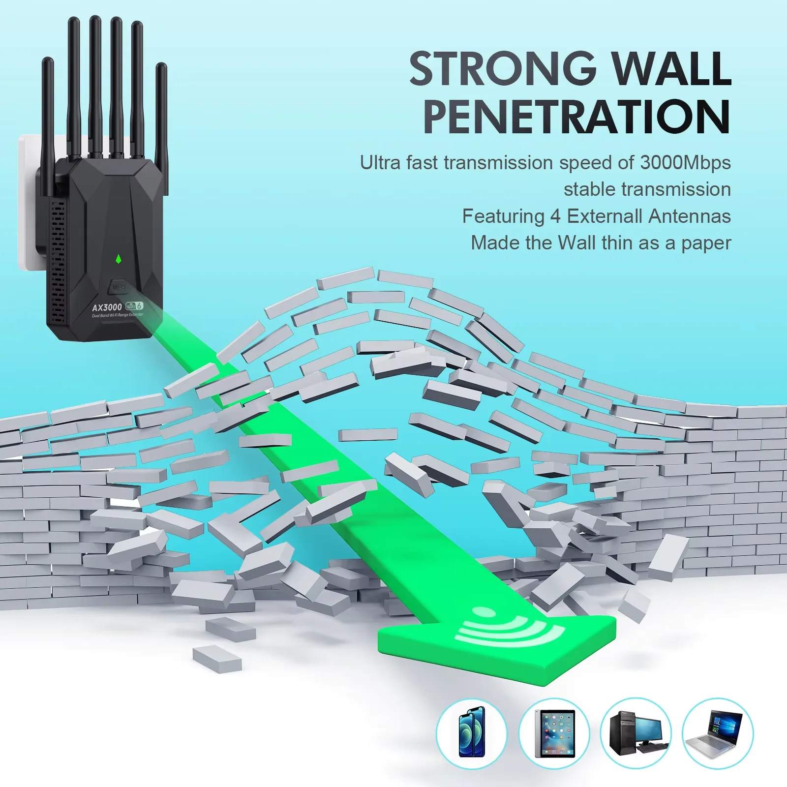 3000Mbps 5Ghz Wireless WiFi Repeater 2.4G/5GHz Wi-Fi 6 Signal Amplifier Extender Router Network Wlan WiFi Repetidor