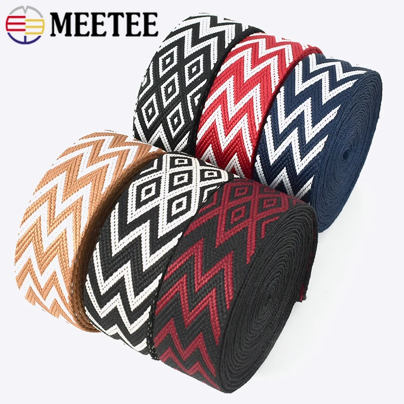 1-5 미터 38mm 두꺼운 자카드 웨빙 폴리 에스터 리본 가방 어깨 스트랩 안전 벨트 바인딩 테이프 DIY 재봉 액세서리