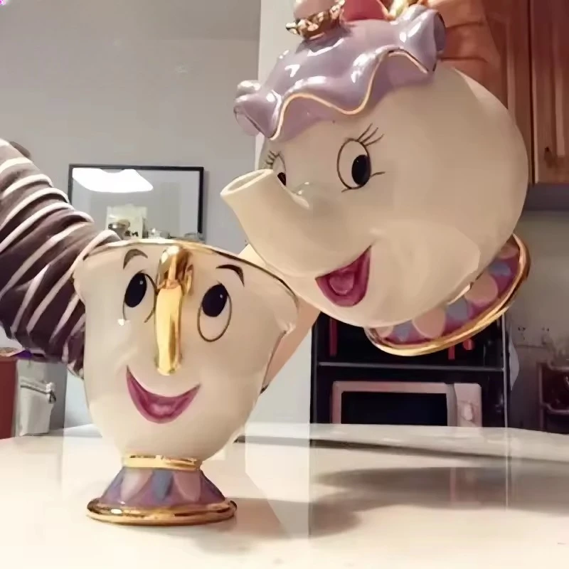 Teapot Cute Manga Coffee Pot Mug Set Chip Cup Gift Family Kitchen Dining_maomaolike.com