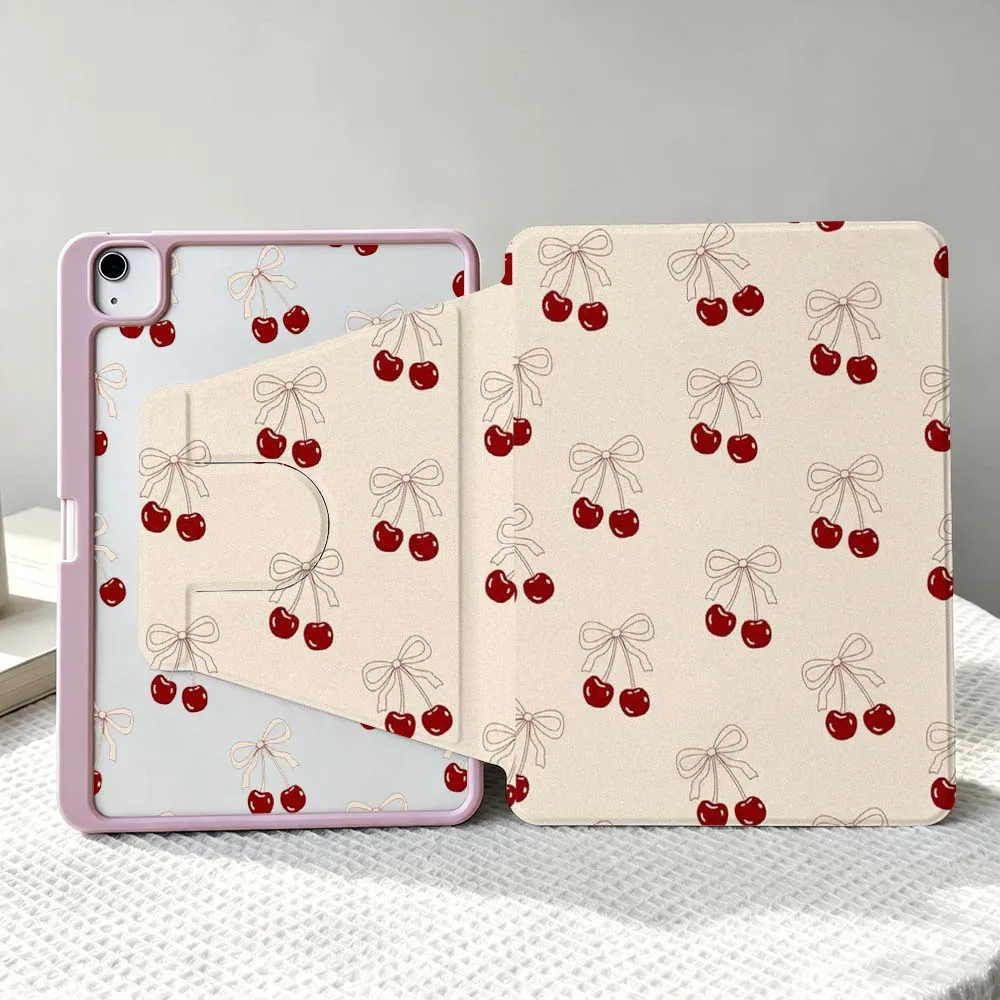 Luxury Cherry 360° Rotation Stylus Storage Tablet Case