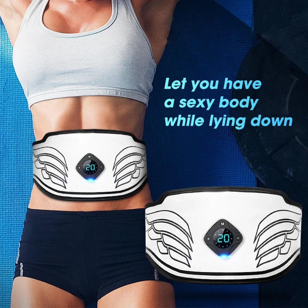 EMS Muscle Toner ABS Stimulator Ab Machine Abdominal Toning Belt USB Fitness Training Gear Loss Weight Equipment Home Office Gym