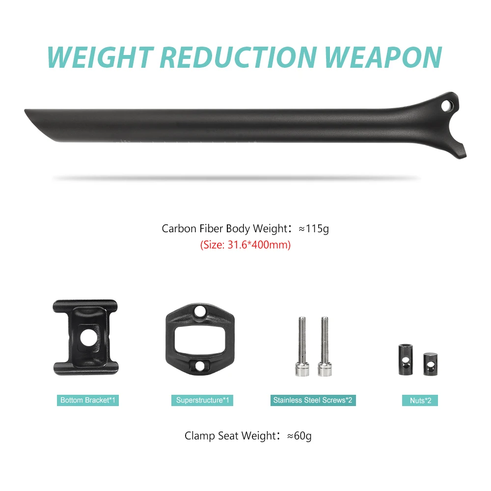 Bike Seat Post TOSEEK C70 No Logo Carbon Seatpost Light Weight 27.2/31.6mm Matte Black MTB Road Bike Seat Post Seat Tube Bicycle Parts
