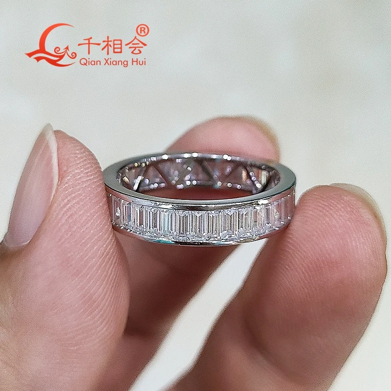 1.5*3mm baguette white moissanite  eternity band  ring  925 Sterling Silver Rings Jewelry Rings Engagement Ladies men