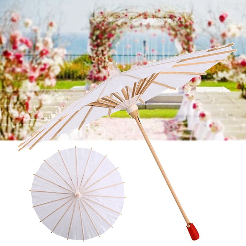 White Paper Umbrella Paper Parasol Chinese Umbrellas White DIY Umbrella Photo Props Party Wedding Decor Home Supplies