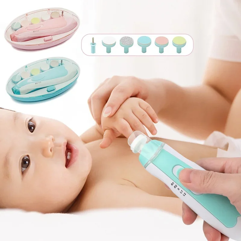 Baby Electric Nail Care Tools 6-in-1 Multi Head Electric Nail Sharpener Baby Manicure Anti Pinch Care Clipper Set nail clipper nail care kit nail trimmer nail grinder