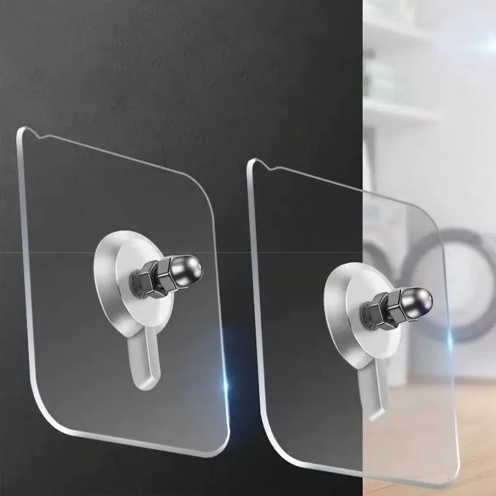 

Прозрачный пластиковый настенный крючок для кухни ванной комнаты офиса, без следов, без царапин, водонепроницаемые клейкие крючки