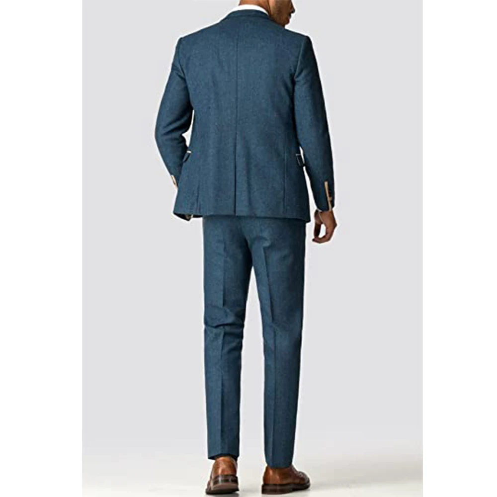 Tweed Men Suits 3 Pieces Formal Business Suit Set Custom Gentle-Mens Groom Wedding Dress Blazer Suits(Jacket+Pants+Vest)