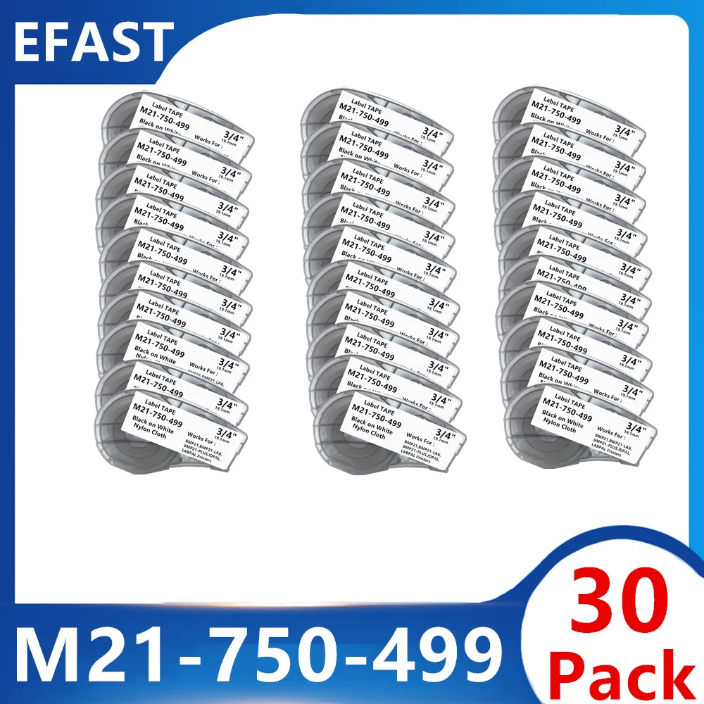 

10~30PK Compatible M21-750-499 Nylon Cloth Label TAPE Ribbon Cartridge For BMP21-PLUS,BMP21-LAB,LABPAL Printer 19.1mm * 4.9m