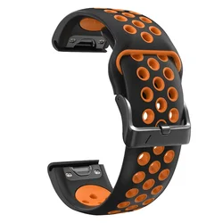 QuickFit Silicone Watch Strap - Premium Adjustable Wristband Bracelet, Multiple Sizes - 22mm Fenix 5 5Plus (Black orange)