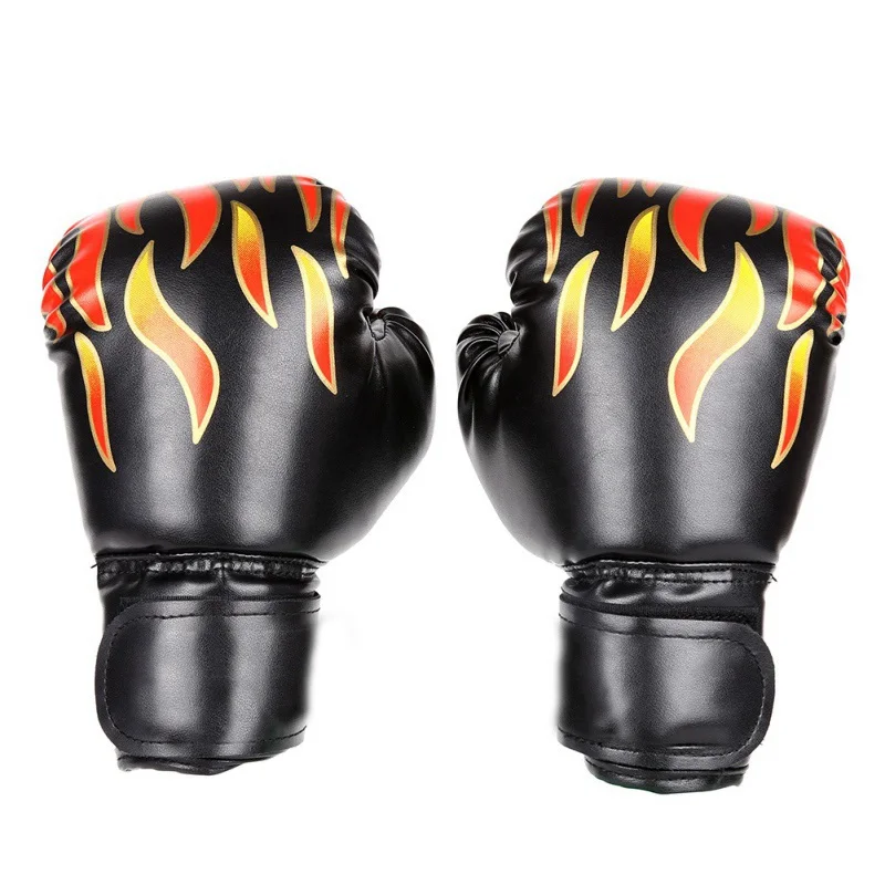 

Children Boxing Gloves Kids Unisex PU Fire Flame Printed Fight Match Hand Protector Fitness Training Sanda Entertainment Show