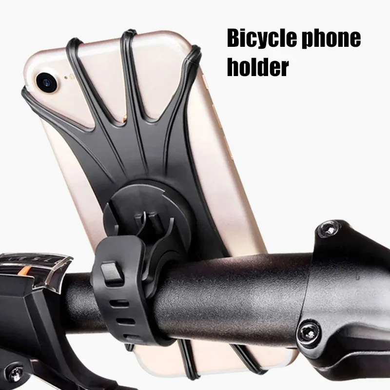 Universal Bicycle Mobile Phone Holder Rotating Silicone Bicycle Phone Holder Motorcycle Handlebar Holder For 4.0-6.5 Inch Phone