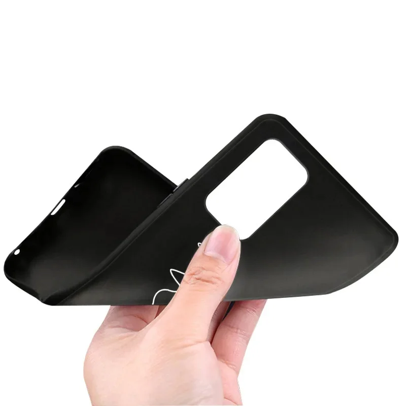 Black Silicon TPU Soft Phone Cover with Cartoon Design