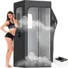 Full Sized Steam Sauna Room, Nylon Black 2.6L 1000W Steamer with Chair+remote Control+foot Massager, Indoor Portable Sauna Room 1