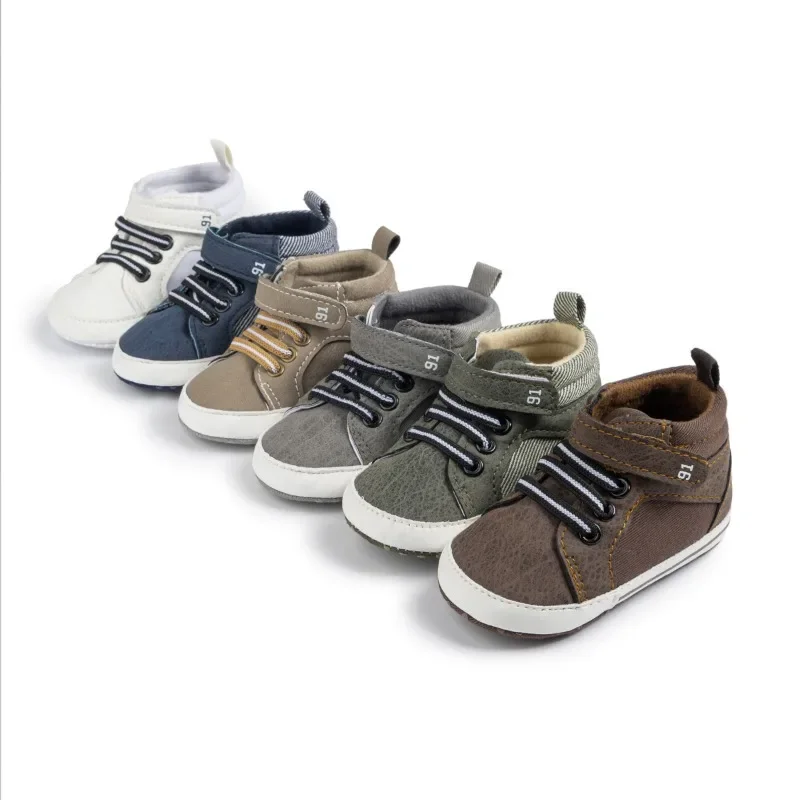 

Explosive autumn and winter high top toddler shoes PU with soft soles non-slip baby shoes Baby shoes