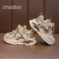 Brand Design Kids Sneakers 2023 Spring New Thick Sole Mesh Tennis Boys Soft Sport Shoes Toddler Girl Casual Hook & Loop Footwear 1