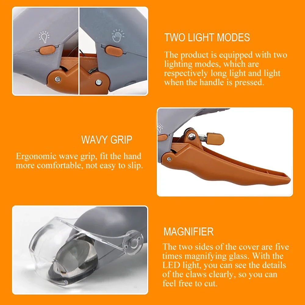 1pcs Pet Nail Clipper Professional Pet Dog Cat Nail Clipper LED Light Animal Nail Trimmer Pet 5