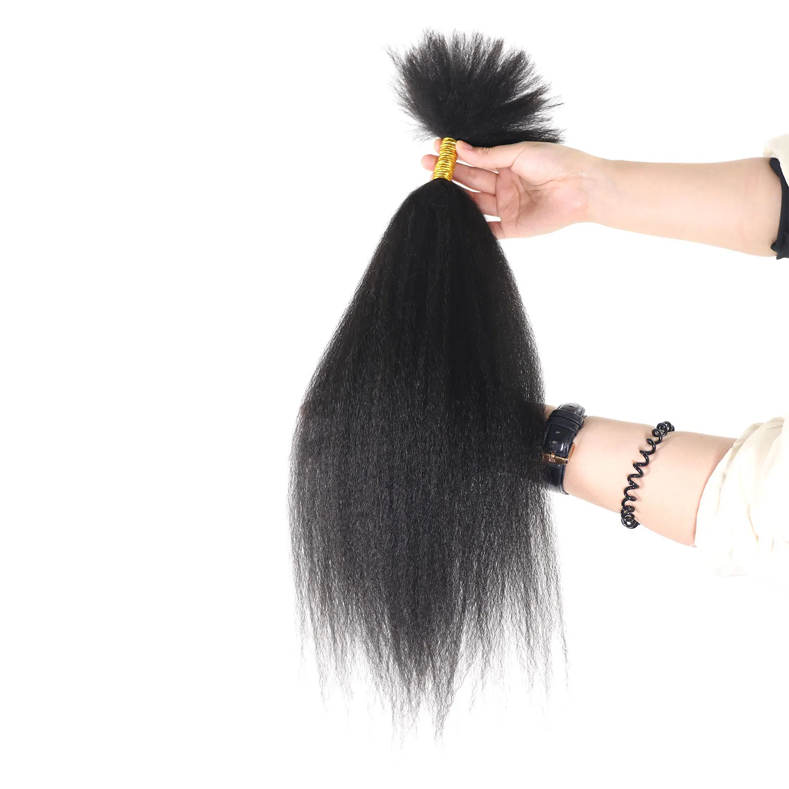 50g Kinky Straight Human Hair Bulk Virgin Brazilian Hair Extension No Weft Crochet Braiding For Black Women