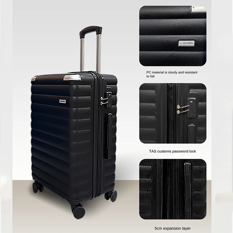 Set Of 2 Luggage Suitcases With Wheels And Telescopic Handle Black Blue_voghion.com