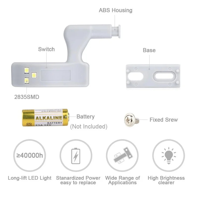 Sensor LED Lights 10PCS Auto Sensor LED Inner Hinge Lamp Cabinet Induction Lights Wardrobe Cupboard Light Bedroom Kitchen Door Closet Night Lamp