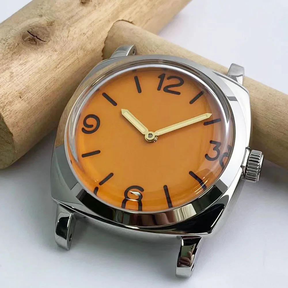 47mm Men's Watch Head with Mechanical Movement and Leather Strap clock movement parts