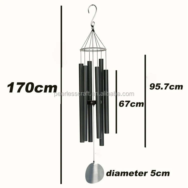 Carillon éolien en métal noir 65 , 6 Tubes, carillons éoliens