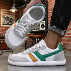Men's Minimalist Wide Barefoot Shoes - Breathable, Comfortable & Fashionable Lightweight Slip - On Trail Sneakers - 45 (White Green)
