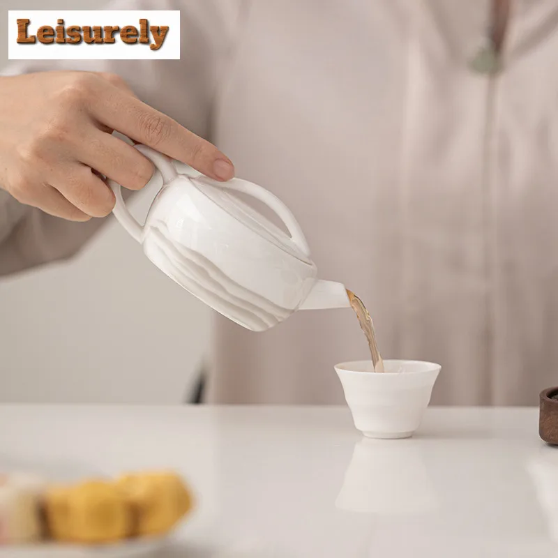 Mutton Fat Jade Teapot Traditional Tea Infuser Pot Tea Making Kettle With Strainer Chinese Tea Tea Items Supplies Ornaments Gift