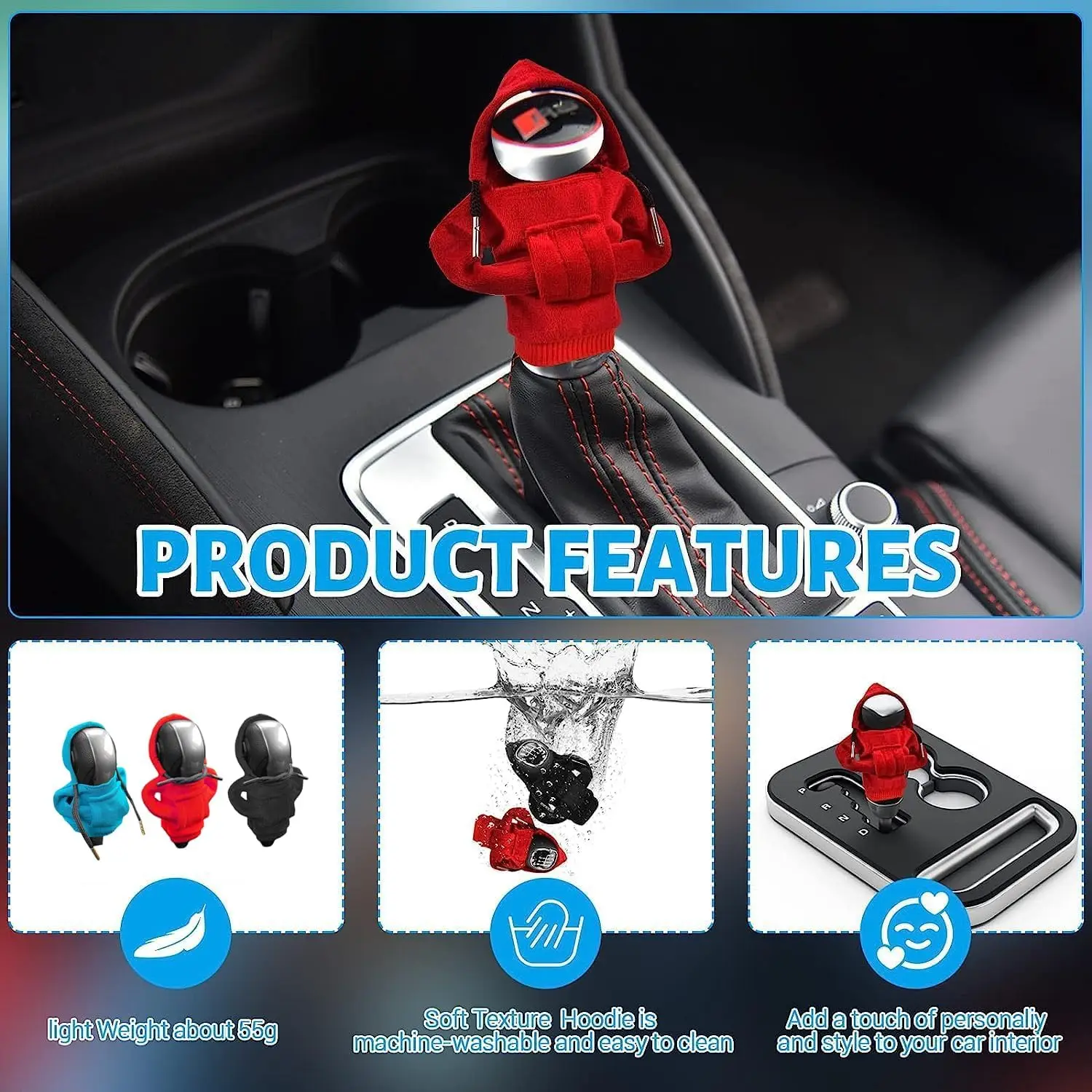 Fashion Hoodie Car Gear Shift Cover Gearshift Hoodie Manual Handle Gear  Sweatshirt Change Lever Cover Car Gear Shift Knob Cover