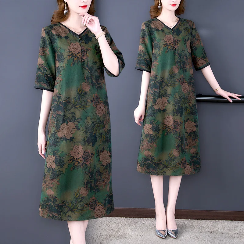 Платье Chikichi женское шелковое с принтом вечернее повседневное свободное