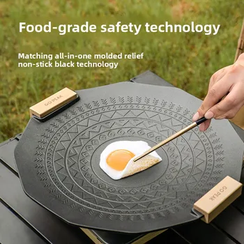 1PCS Hexagram Grill Pan Portable Outdoor Non-Stick Barbecue Cookware for Camping Picnic Smokeless Aluminum Alloy Skillet