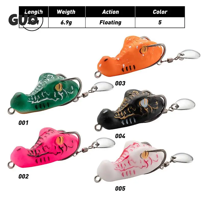 Mini Fishing Lure Soft Frog Spinner Bait Metal Sequin Double Hook Thunder Frog Bait 4Cm 6.9G Micro Topwater Wobblers Swimbait