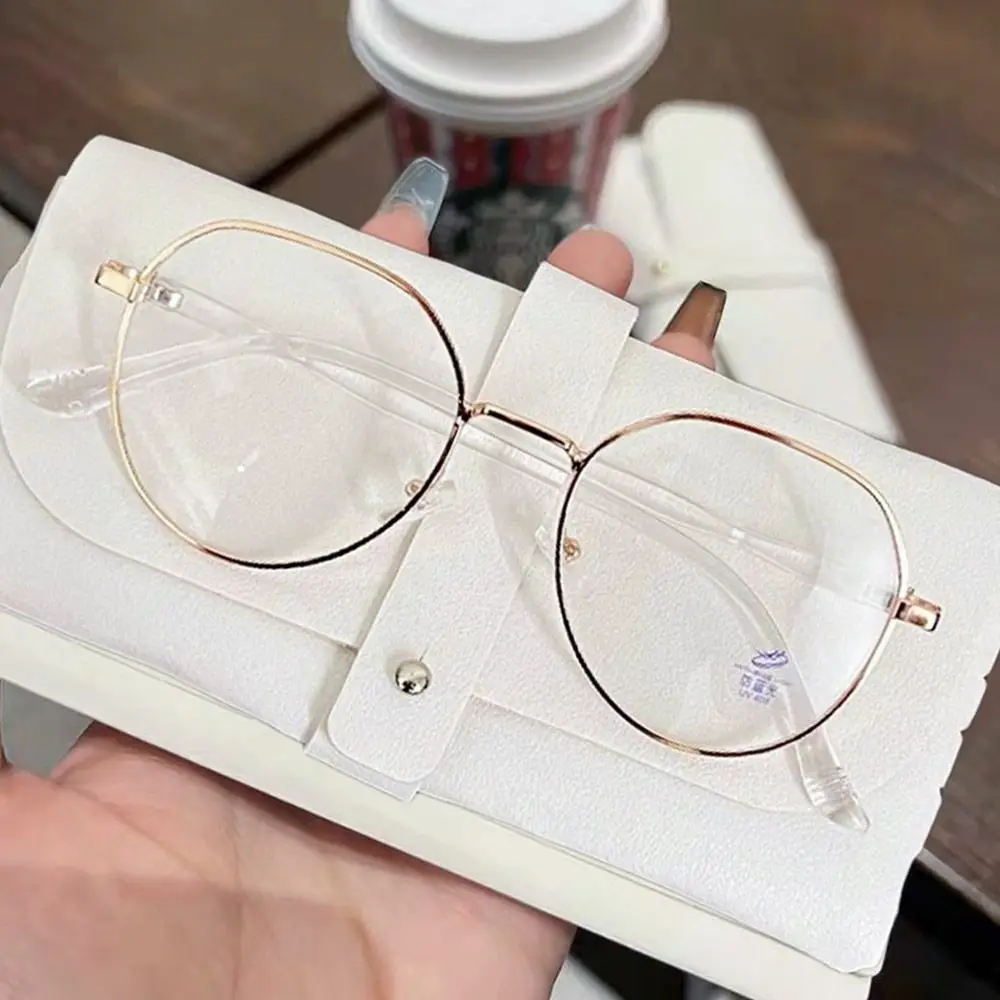 Klare Brille für Damen, polygonaler Metallrahmen, Brillen 0, flacher Spiegel, Mädchenbrillen, Anti-Blaulicht-Brille, modische Brillen – Detail 9