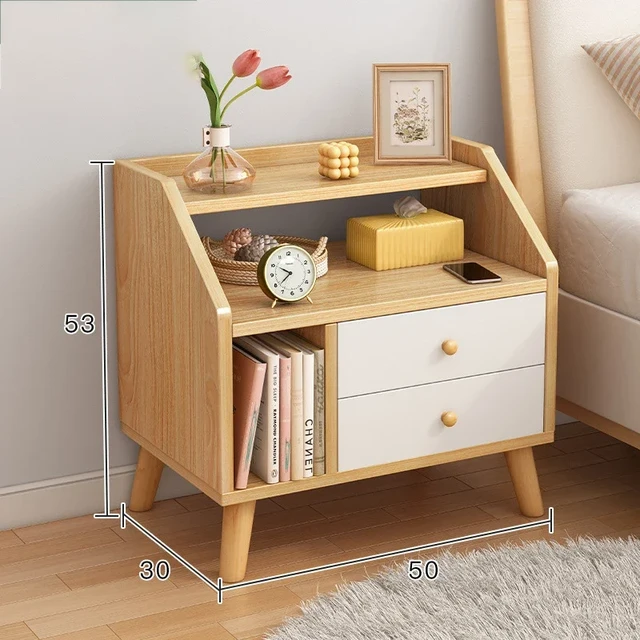 Mesita de noche estrecha de madera con cajón, moderna y minimalista, mesita  de noche pequeña, mesa auxiliar para sofá, mueble de almacenamiento para