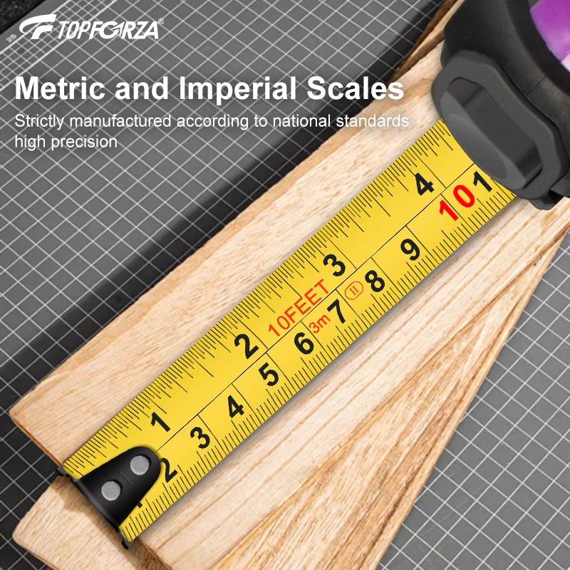 Cinta métrica con bloqueo automático, alta precisión, recubierta de goma, a prueba de golpes, escala ft/m 3/5M/7.5M para construcción, hogar y bricolaje. - Imagen 3
