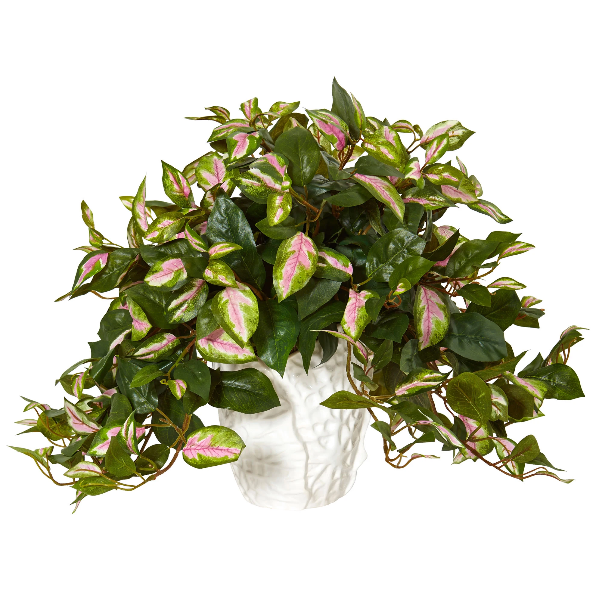

16" Hoya Artificial Plant in White Ceramic Vase, Green