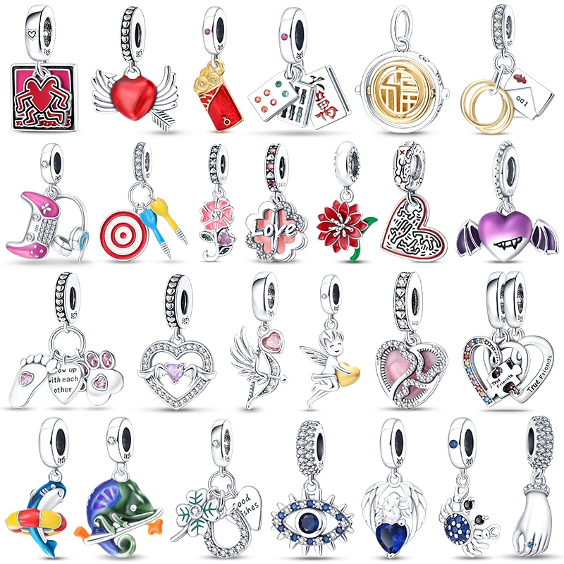 New in valentine cupid heart charm beads fit pandora charms 925 original bracelet women 925 silver pendant bead jewelry 2023 hot