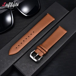 Genuine Leather Ultra - Thin Soft Watch Band Straps in Brown and Black - 8mm (Light Brown)