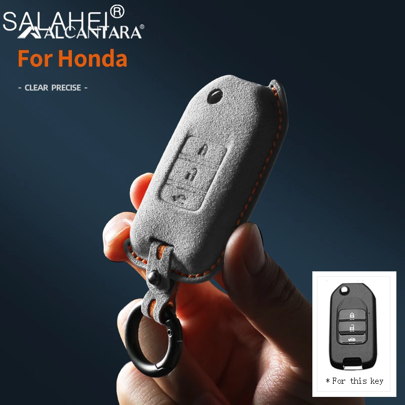 

Alcantara Suede Leather Car Key Cover Case Shell Fob For Honda Civic Accord City CR-V Jazz XR-V Vezel HR-V Keychain Accessories