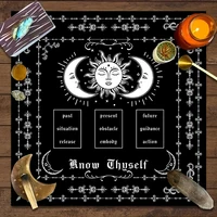 1pc Tarot card tablecloth, moon phase flowers, pagan card game decoration, altar tablecloth, witchcraft decoration tablecloth 2
