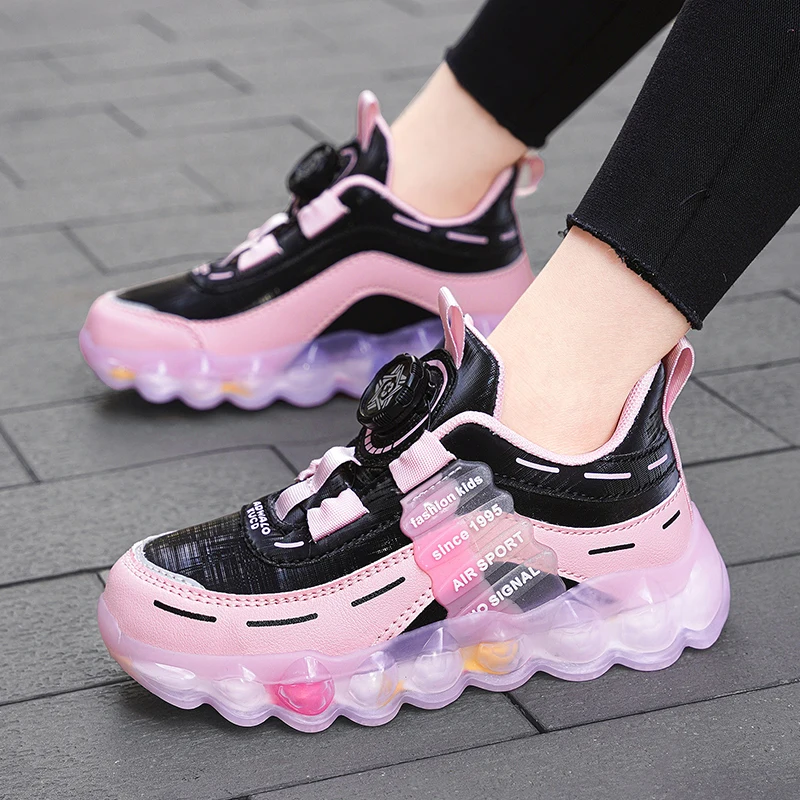 Spring Children Girls Boys PU Sneakers Toddlers Casual Shoes Kids Fashion Pink Tennis High Quality Sports Flats Size 26-39