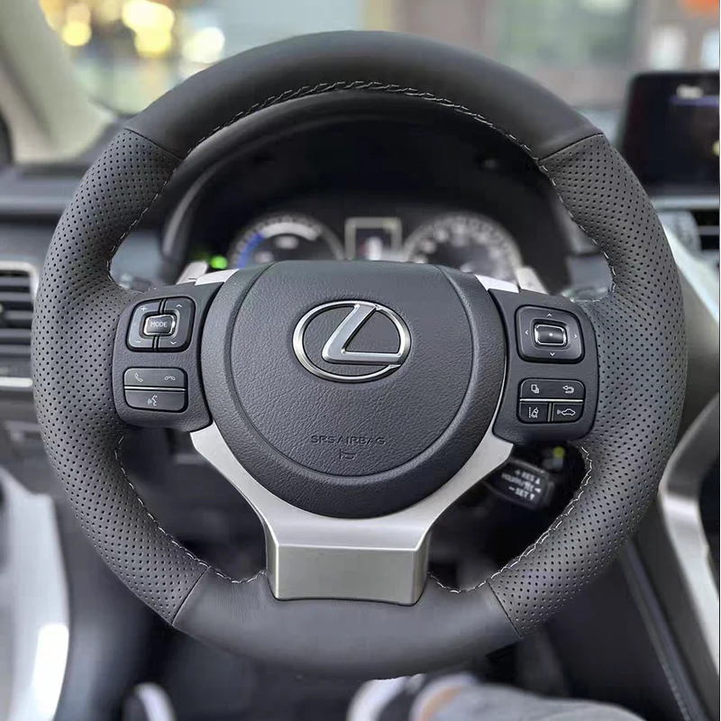 Auto Lenkrad abdeckung für Lexus ist 200t 200 f Sport RC ct h/nx Kohle faser & Leder Lenkrad Wrap – Detail 3