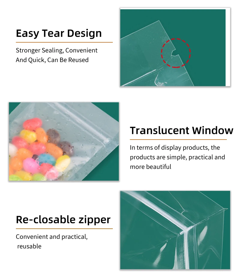 50/100 Stück Matte Transparente Mylar-Beutel Kunststoff-Verpackungsbeutel Schmuck-Einzelhandels-Aufbewahrungsbeutel Geschenk-Zip-Lock-Beutel – Detail 2