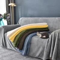 Winter Soft Flannel Sofa Towel Nordic Solid Color Coral Fleece Blanket Warm Sofa Covers For Living Room Pet Furniture Protector 1