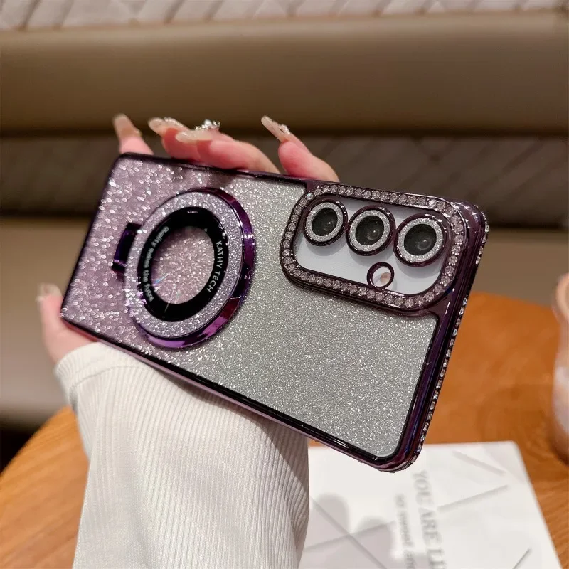 Luxury Magnetic Stand Shockproof Glitter Diamond Phone Case