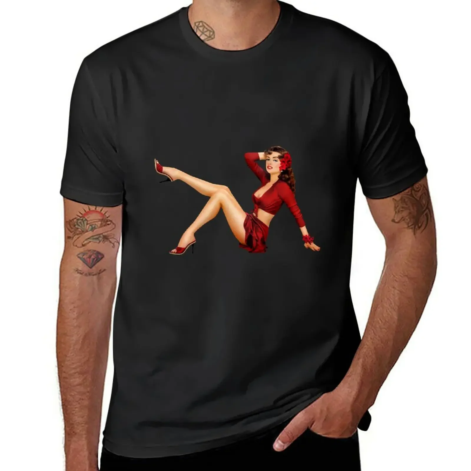 

Мужская Летняя черная футболка pin up